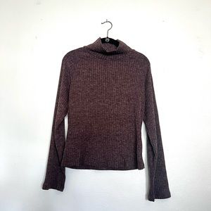 SHEIN Purple Ribbed Minimal Turtle Neck Long Sleeve Medium